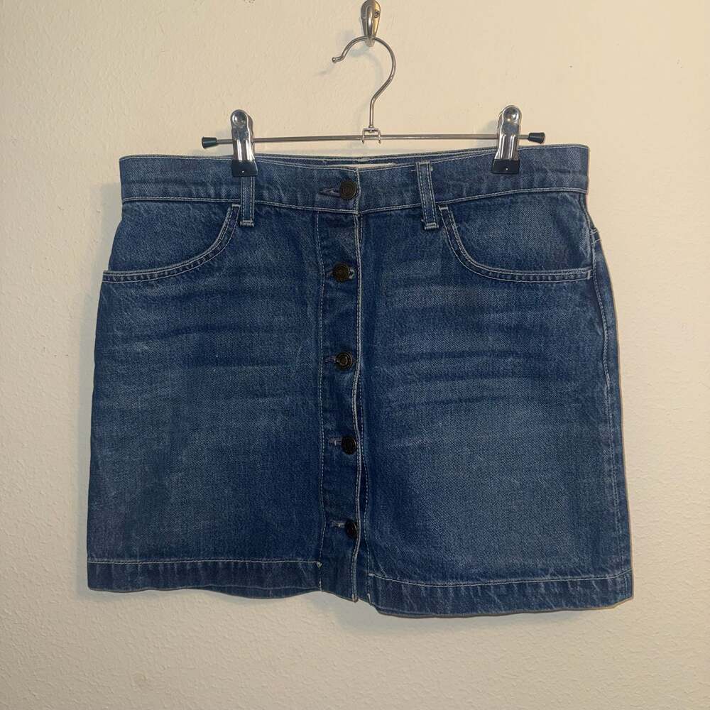 Reformation Jeans Denim Button-Front Mini Skirt